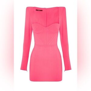 Alex Perry Grant Sweetheart Long Sleeve Corset Mini Dress Fitted Bodycon
